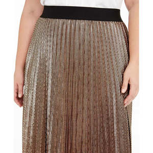 Gonna Midi Plissettata Marrone Alfani da Donna Taglie Forti, Taglia 1X, in Chiffon con Design Metallizzato - Product Image 3