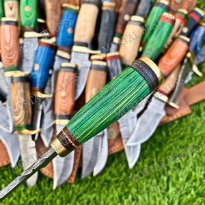 Cuchillo de Caza de Hoja Fija de Alta Calidad al por Mayor, Cuchillos de Caza de Acero de Damasco, Cuchillos de Camping con Mangos Personalizados para Minoristas - Product Image 2