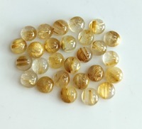 Hot Deal Prix d'usine Rond 6 mm Golden Rutile Cabochons Pierres précieuses de quartz naturel pour les fournisseurs Étalonnage Pierres précieuses en vrac