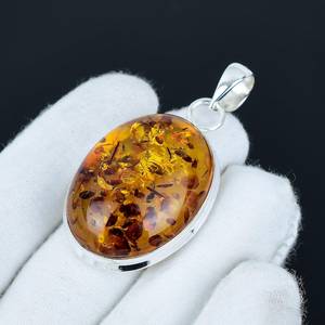 Colgante de Ámbar Báltico Simple, Colgante de Plata de Ley 925, Colgante Hecho a Mano para Mujer, Joyería, Regalo de Aniversario para Ella - Product Image 2