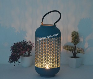 Linterna decorativa para el hogar con diseño de láser de Color turquesa Premium, linternas de nuevo estilo, linterna de vela de aspecto clásico, vela de interior - Product Image 5