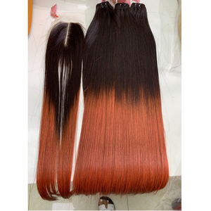 Vierge 100% vietnamien Remy cheveux fermeture pour Ombre Orange 22 pouces longueur personnalisée sans produits chimiques ou emmêlements de couleur faisceaux - Product Image 5