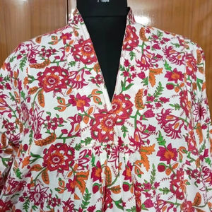 Robe longue en coton fait à la main indien imprimé fleuri vêtements de fête d'été pour les femmes élégant bouton de couverture de plage cadeau de mariée personnalisé - Product Image 1