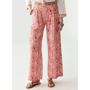 Pantalones Palazzo de Crepé para Mujer, Corte Holgado, Color Rosa Martini, Pierna Ancha, Cintura Alta, Talla XL, con Decoración Calada - Product Image 3