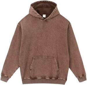 100% fibre de bambou hommes surdimensionné lavage à l'acide sweat à capuche à manches longues pull avec poches brodées en détresse pour la saison d'automne - Product Image 1