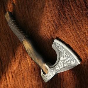 Hacha Vikinga Hecha a Mano al por Mayor, Grado Industrial, con Pelo, para Supervivencia al Aire Libre, de Alta Calidad, con Mango de Madera para Acampar, con Funda - Product Image 5