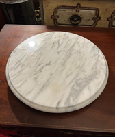 Italienische Vintage Carrara Marmor Serviert ablett Holz Lazy Susan Plattenspieler für Esszimmer Arbeits platte rotierende Charc uterie Display Spice