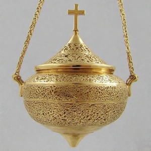 Quemador de incienso de latón colgante de Aura Celestial DivineFume de vaticanMist, incensario de acabado antiguo para rituales de la Iglesia y adoración sagrada - Product Image 4