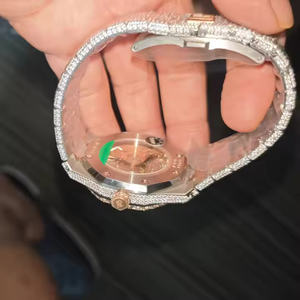 King Elite <b>Men's</b> Moissanite Diamond Luxury Watch Quartz Hip Hop Timepiece Alloy Case Glass Dial 5mm Thickness - Product Image 4