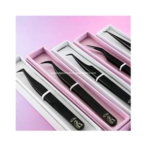 Proveedores de fábrica, pinzas para pestañas con punta de fibra, volumen curvo J 45, pinzas para pestañas para salón profesional, herramienta de extensión de pestañas - Product Image 5