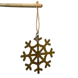 Metal muñeco de nieve decorativo Navidad temporada usado copo de nieve hierro dorado Mtaerial Navidad colgante decoración ornamento - Product Image 1
