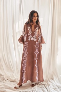 202 nouveauté Style Boho et confort femmes élégant grande taille brodé travail à manches longues plage élégance Maxi robes - Product Image 6