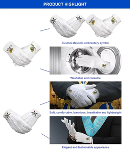 Freemasons Masonic Guantes de algodón PCI en negro Símbolo S & C/Masonic 100% Guantes de algodón con bordado personalizado - Product Image 3