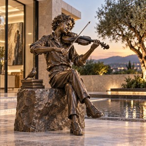 Statue <span class=keywords><strong>d</strong></span>'art en bronze hautement <span class=keywords><strong>d</strong></span>étaillée <span class=keywords><strong>d</strong></span>'<span class=keywords><strong>un</strong></span> violoniste jouant du <span class=keywords><strong>violon</strong></span> pour l'aménagement paysager - Product Image 3