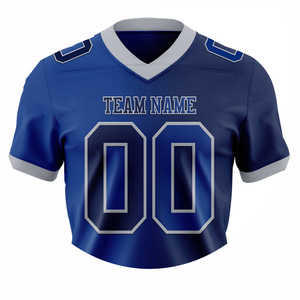 เสื้อเจอร์ซีย์ตาข่ายสำหรับทีมผู้ใหญ่ผ้าโพลีเอสเตอร์ระบายอากาศได้ดีครึ่งแขนสีน้ำเงิน - Product Image 3