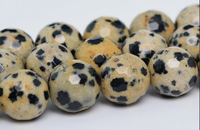 Bracelet de cheville en jaspe dalmatien naturel à facettes pour femme, 15 pouces, crème et noir, marque AMARA, vente en gros de pierres précieuses