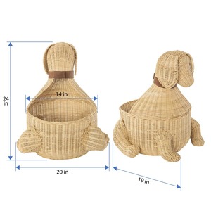 Rattan basket in the shape of a sitting dogHandmade Storage Basket Wholesale eco-friendly Made in Viet Nam - Product Image 2