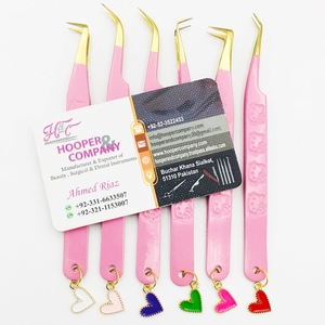 Pinzas rosas de tendencia superior pinzas de pestañas de corazón de visón Acero inoxidable sostenible nuevas selecciones calientes encanto pinzas de pestañas logo oferta - Product Image 6