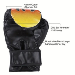 ถุงมือชกมวย MMA แบบกำหนดเอง หนัง PU สำหรับการแข่งขันระดับมืออาชีพ % ด้ามจับแบบสั่งทำพิเศษ ระบายอากาศได้ดี - Product Image 5