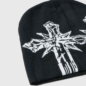 Gorro de punto Jacquard de invierno con logotipo personalizado, gorros transpirables acrílicos 100% para hombres y mujeres con estampado Digital completo - Product Image 6