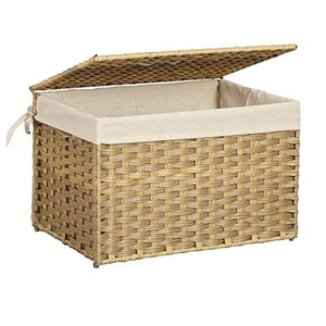 ตะกร้าผ้าไม้ไผ่คุณภาพสูง ตกแต่งสวยงาม พร้อมหูจับหนัง สำหรับจัดเก็บเสื้อผ้า ใช้ในบ้าน - Product Image 4