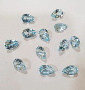 พลอยโทแพซสีฟ้าธรรมชาติคุณภาพ AAA ทรงลูกแพร์เจียระไน ขนาด 8x6 มม. ขายส่งจำนวนมาก สำหรับทำเครื่องประดับ แหวน ต่างหู - Product Image 1