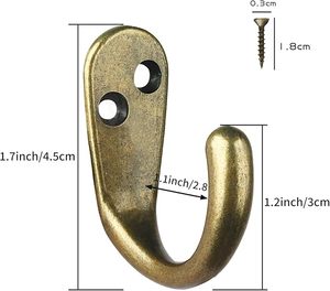 Aesthetic & Decorative Single Prong Robe <b>Hook</b> White Wall Mounted Coat <b>Hooks</b> for Hanging Scarf Bag Hat <b>Towel</b> With Screws - Product Image 3