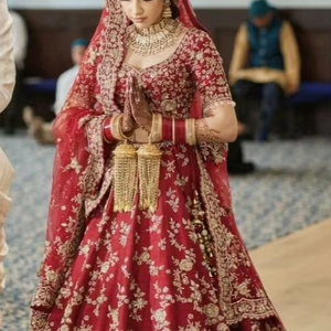 DESIGNER HEAVY EMBROIDERY on BRIDAL <b>BLOUSE</b> ,LEHENGA & DUPATTA WITH EMBELLISHED CRYSTAL GLASS BEADS,DABKA WORK for WEDDING @ 2024 - Product Image 1