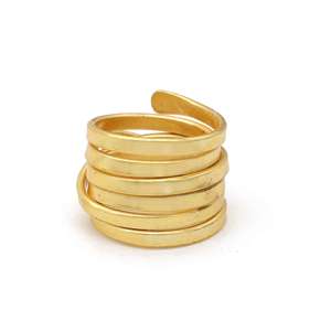 Bague spirale minimaliste en laiton plaqué or 18 carats, multi-couches, vente en gros pour femmes - Product Image 1