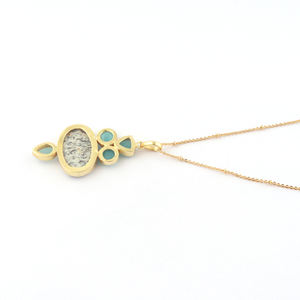 Nouvelle femme mode naturel K2 jaspe multi pierre Aqua calcédoine Boho collier pendentif plaqué or perlé chaîne pendentif collier - Product Image 5