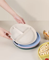 Assiettes divisées incassables personnalisées de 9 pouces à 3 compartiments en plastique de paille de blé réutilisables écologiques pour la rentrée scolaire
