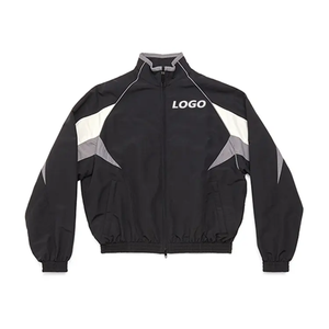 Chándal Rompevientos Pantalones apilados Cremallera Sudadera con capucha de dos piezas y pantalón holgado para hombres - Product Image 2