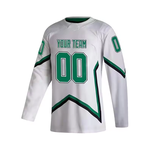 Conjunto de equipo de práctica de hockey sobre hielo por sublimación simple hecho a medida azul cielo blanco negro malla jerseys ropa de hockey personalizable - Product Image 6