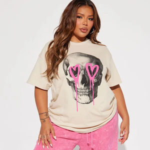 T-shirts baggy imprimés en sérigraphie à logo personnalisé de mode durable à la mode pour les femmes - Product Image 1