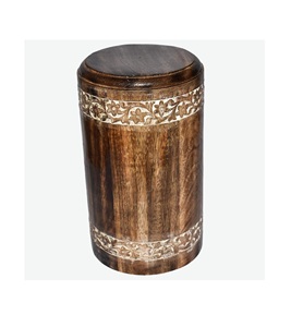 Round Wooden Engraved Urns <b>for</b> Human <b>Ashes</b> Adult - Wooden <b>Box</b> Rosewood Cremation Urns (200 Cubic Inches Antique Whitewashed 2) - Product Image 1