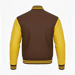 High Quality Custom <b>Genuine</b> Leather Windproof Varsity Jacket Men Women Casual Front Logo Bomber ODM Supply - Product Image 2