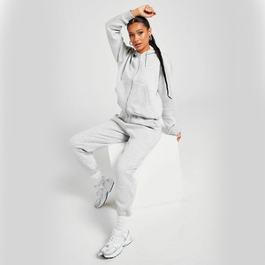 ชุดวอร์ม2ชิ้นของผู้หญิงผ้าฝ้าย100% เป็นมิตรต่อสิ่งแวดล้อมชุดวอร์มฤดูหนาวพร้อมกางเกงวิ่ง - Product Image 1