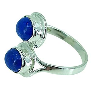 925 Sterling Silver Handmade <b>Ring</b> with <b>Lapis</b> <b>Lazuli</b> Natural Blue Oval Shape Gemstone Boho September Birthstone Jewelry for Gift - Product Image 1