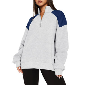 เสื้อกันหนาวซิปครึ่งแขนมีฮู้ดสำหรับผู้หญิงเสื้อกันหนาวขนแกะแบบสวมหัวสำหรับฤดูใบไม้ร่วง - Product Image 3