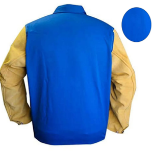 Nueva chaqueta de soldadura de Color negro, chaqueta de seguridad de soldadura de cuero dividido de vaca, chaqueta de soldadura resistente al calor a prueba de fuego - Product Image 3
