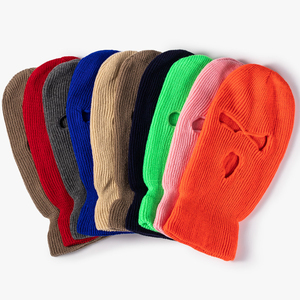 Logo personnalisé unisexe broderie vierge 3 trous réglable coupe-vent cagoule de ski en tricot Msk - Product Image 3