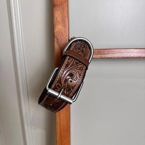 100% Natural Hair on Genuine Cowhide Branded Dog Collar Hand Tooled Western <b>Padded</b> Collar Engraved Genuine Leather Pet Collars - Product Image 5