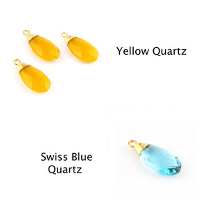 Personalizado al por mayor facetado amarillo hidro cuarzo lágrima DIY colgante conector 18K chapado en oro solo fianza encontrar pendiente joyería - Product Image 3