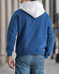 เสื้อฮู้ดผ้าฟลีซแบบสวมหัวแขนยาวสำหรับผู้ชายเสื้อมีกระเป๋าสีบล็อกกำหนดเองผู้ผลิตผู้ส่งออก - Product Image 3