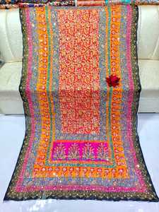 Silk Heavy Hand Worked with Beads Mirror Crystal Embroidered Pakistani <b>Shawl</b> Dupatta <b>Wedding</b> and Party Wear by WS INTERNATIONAL - Product Image 2