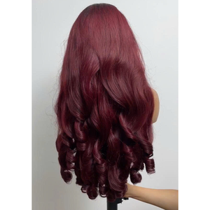 99J 13x4 13x6 encaje frontal cuerpo onda Peluca de cabello humano para mujeres negras Borgoña vino rojo sedoso recto encaje Frontal peluca prearrancada - Product Image 1