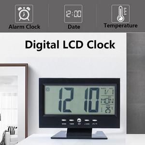 Reloj Digital <span class=keywords><strong>LCD</strong></span> activado por voz, despertador de calendario perpetuo con pantalla de hora/fecha/semana/temperatura - Product Image 4