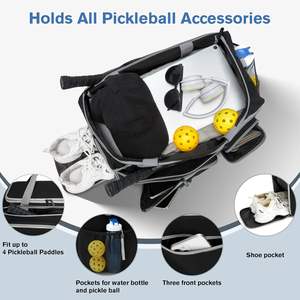 Pickleball <b>Bag</b> Backpack 30-40L Capacity Holds up to 4 Paddles <b>Accessories</b> Shoe Compartment Fence Hooks with Multiple Pockets - Product Image 5