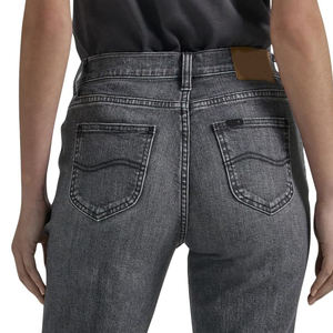 Nueva llegada 100% pantalones de mezclilla de algodón moda mujer ropa azul lavado pantalones vaqueros de gran tamaño mujeres pantalones acampanados logotipo personalizado - Product Image 5