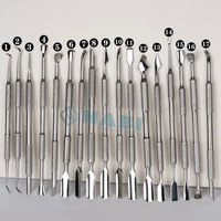 Komplett aus Edelstahl Gefertigtes Russisches Hochwertiges Nagelhautschieber-Set mit Anpassbarem Logo, Silberfarben, Abgewinkelt, Quadratisch, Flach
